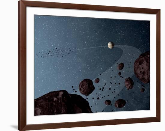 Artist's Concept of Jovian Trojans Asteroids-null-Framed Art Print