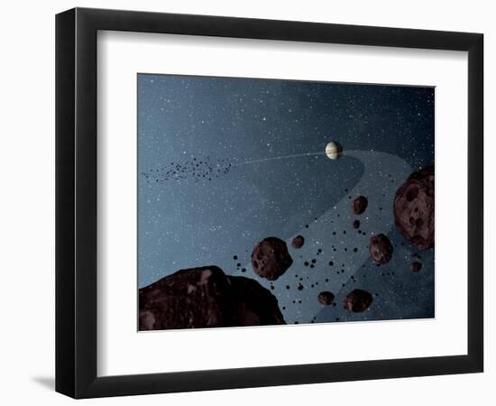 Artist's Concept of Jovian Trojans Asteroids-null-Framed Art Print