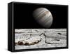 Artist's Concept of Jupiter as Seen across the Icy Surface of its Moon Europa-Stocktrek Images-Framed Stretched Canvas