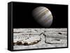 Artist's Concept of Jupiter as Seen across the Icy Surface of its Moon Europa-Stocktrek Images-Framed Stretched Canvas