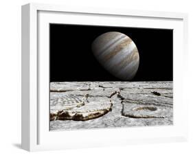 Artist's Concept of Jupiter as Seen across the Icy Surface of its Moon Europa-Stocktrek Images-Framed Photographic Print