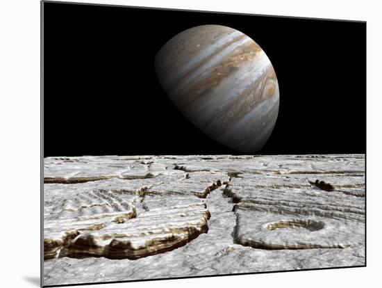Artist's Concept of Jupiter as Seen across the Icy Surface of its Moon Europa-Stocktrek Images-Mounted Photographic Print