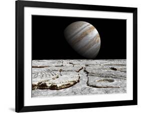 Artist's Concept of Jupiter as Seen across the Icy Surface of its Moon Europa-Stocktrek Images-Framed Photographic Print