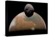 Artist's Concept of Mars and its Tiny Moon Phobos-Stocktrek Images-Stretched Canvas