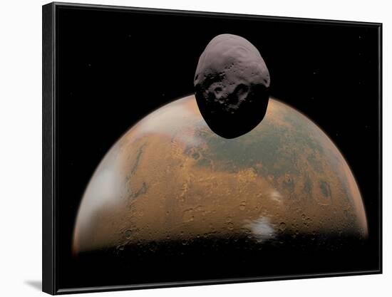 Artist's Concept of Mars and its Tiny Moon Phobos-Stocktrek Images-Framed Photographic Print