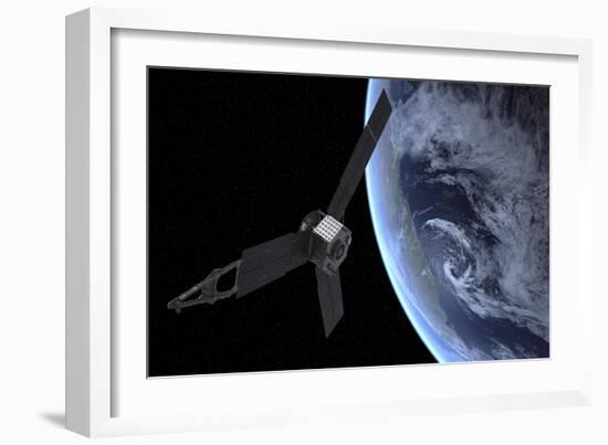 Artist's Concept of Nasa's Juno Spacecraft During its Earth Flyby Gravity Assist-null-Framed Art Print