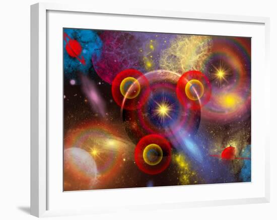 Artist's Concept of Planets and Stars Mixed Together in an Ever-Changing Nebula-Stocktrek Images-Framed Photographic Print