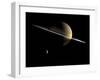 Artist's Concept of Saturn and its Moons Dione and Tethys-Stocktrek Images-Framed Premium Photographic Print