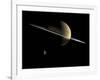 Artist's Concept of Saturn and its Moons Dione and Tethys-Stocktrek Images-Framed Photographic Print