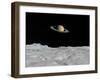Artist's Concept of Saturn as Seen from the Surface of its Moon Iapetus-Stocktrek Images-Framed Photographic Print