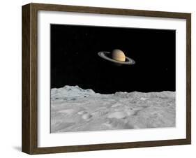 Artist's Concept of Saturn as Seen from the Surface of its Moon Iapetus-Stocktrek Images-Framed Photographic Print