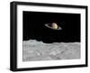 Artist's Concept of Saturn as Seen from the Surface of its Moon Iapetus-Stocktrek Images-Framed Photographic Print