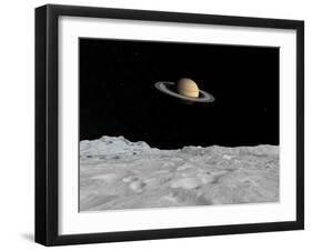 Artist's Concept of Saturn as Seen from the Surface of its Moon Iapetus-Stocktrek Images-Framed Photographic Print