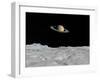 Artist's Concept of Saturn as Seen from the Surface of its Moon Iapetus-Stocktrek Images-Framed Photographic Print