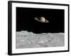 Artist's Concept of Saturn as Seen from the Surface of its Moon Iapetus-Stocktrek Images-Framed Photographic Print