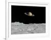 Artist's Concept of Saturn as Seen from the Surface of its Moon Iapetus-Stocktrek Images-Framed Photographic Print