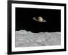 Artist's Concept of Saturn as Seen from the Surface of its Moon Iapetus-Stocktrek Images-Framed Photographic Print