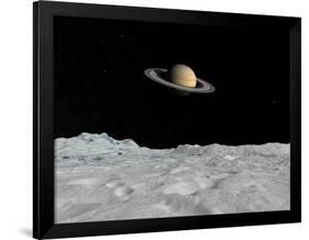 Artist's Concept of Saturn as Seen from the Surface of its Moon Iapetus-Stocktrek Images-Framed Photographic Print