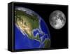 Artist's Concept of the Earth and its Moon-Stocktrek Images-Framed Stretched Canvas