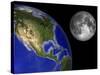Artist's Concept of the Earth and its Moon-Stocktrek Images-Stretched Canvas