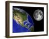 Artist's Concept of the Earth and its Moon-Stocktrek Images-Framed Premium Photographic Print