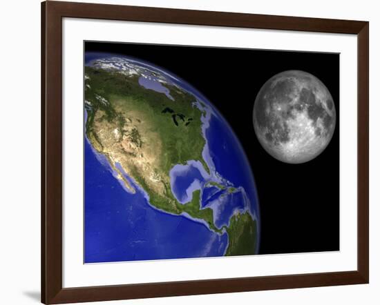 Artist's Concept of the Earth and its Moon-Stocktrek Images-Framed Photographic Print