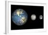 Artist's Concept of the Earth, Mercury, and Earth's Moon to Scale-Stocktrek Images-Framed Art Print