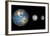 Artist's Concept of the Earth, Mercury, and Earth's Moon to Scale-Stocktrek Images-Framed Art Print