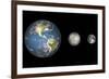 Artist's Concept of the Earth, Mercury, and Earth's Moon to Scale-Stocktrek Images-Framed Premium Giclee Print