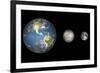 Artist's Concept of the Earth, Mercury, and Earth's Moon to Scale-Stocktrek Images-Framed Premium Giclee Print