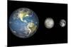 Artist's Concept of the Earth, Mercury, and Earth's Moon to Scale-Stocktrek Images-Mounted Premium Giclee Print