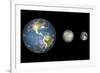 Artist's Concept of the Earth, Mercury, and Earth's Moon to Scale-Stocktrek Images-Framed Art Print