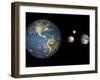 Artist's Concept of the Earth, Pluto, Charon, and Earth's Moon to Scale-Stocktrek Images-Framed Photographic Print