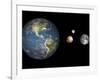 Artist's Concept of the Earth, Pluto, Charon, and Earth's Moon to Scale-Stocktrek Images-Framed Photographic Print