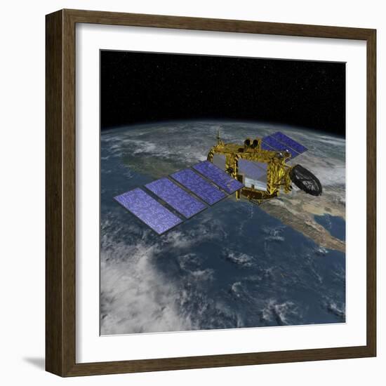 Artist's Concept of the U.S.-European Jason-3 Spacecraft over the California Coast-null-Framed Art Print