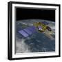 Artist's Concept of the U.S.-European Jason-3 Spacecraft over the California Coast-null-Framed Art Print