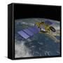 Artist's Concept of the U.S.-European Jason-3 Spacecraft over the California Coast-null-Framed Stretched Canvas