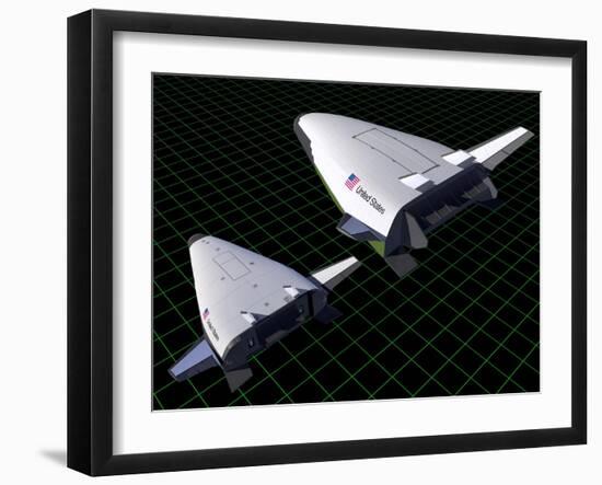 Artist's Concept Showing the Relative Sizes of the X-33 and Venturestar-null-Framed Art Print