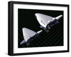 Artist's Concept Showing the Relative Sizes of the X-33 and Venturestar-null-Framed Art Print