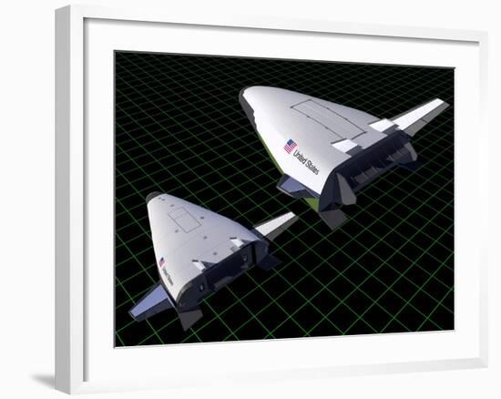 Artist's Concept Showing the Relative Sizes of the X-33 and Venturestar-null-Framed Art Print