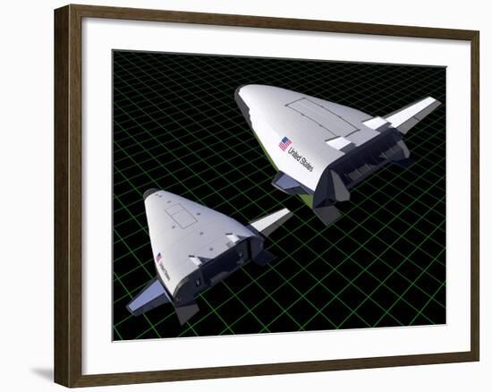 Artist's Concept Showing the Relative Sizes of the X-33 and Venturestar-null-Framed Art Print