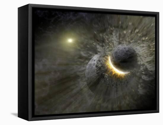 Artist's Concept Space Collision at Vega Photograph - Outer Space-Lantern Press-Framed Stretched Canvas