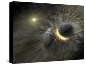 Artist's Concept Space Collision at Vega Photograph - Outer Space-Lantern Press-Stretched Canvas