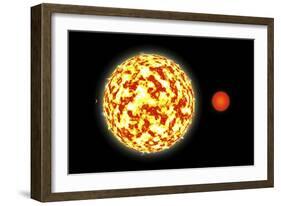 Artist's Depiction of a Binary Star System with a Close Orbiting Planet-null-Framed Art Print