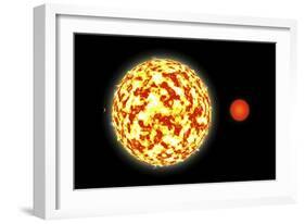 Artist's Depiction of a Binary Star System with a Close Orbiting Planet-null-Framed Art Print