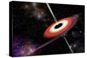 Artist's Depiction of a Black Hole and it's Accretion Disk in Interstellar Space-null-Stretched Canvas