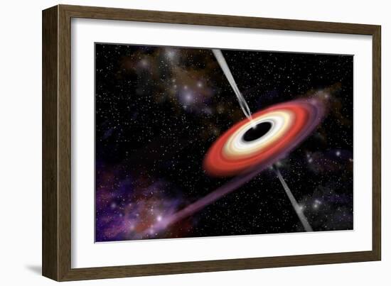 Artist's Depiction of a Black Hole and it's Accretion Disk in Interstellar Space-null-Framed Art Print