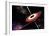 Artist's Depiction of a Black Hole and it's Accretion Disk in Interstellar Space-null-Framed Art Print