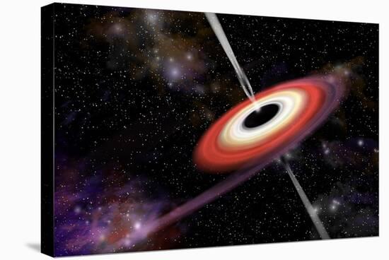 Artist's Depiction of a Black Hole and it's Accretion Disk in Interstellar Space-null-Stretched Canvas