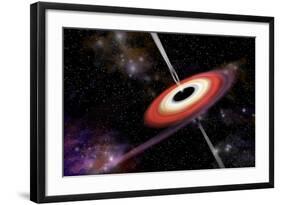 Artist's Depiction of a Black Hole and it's Accretion Disk in Interstellar Space-null-Framed Art Print